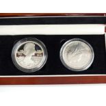 London Mint Office The Diamond Jubilees of Two Queens, 1897 and 2012 silver two crown set, in deluxe