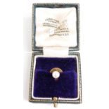 Victorian yellow metal stud set with a pearl, in original Bennett & Co box