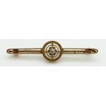 Edwardian 15ct gold brooch set with a diamond, 3.3g