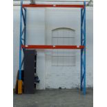A bay of heavy duty pallet racking comprising two 360x90cm uprights and three 280cm cross beams.