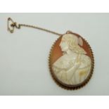 9ct gold brooch set with a signed cameo