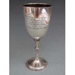 George V hallmarked silver trophy engraved "Thornbury Xmas Market and Fat Stock Show 14th December