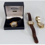 Three gold plated gentleman's wristwatches comprising a Smiths, Le Cheminant Invincible and a Rotary