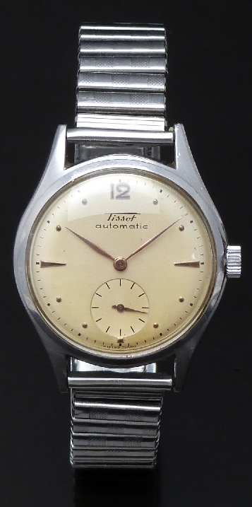 Tissot automatic gentleman's wristwatch with inset subsidiary seconds dial, gold hands and hour