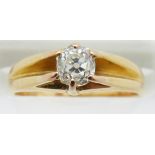 Victorian 18ct gold ring set with an old mine cut diamond of approximately 0.45ct, 3.7g, size K