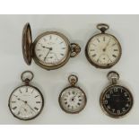 Five various ladies and gentleman's pocket watches including two silver examples, an American