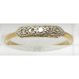 Art Deco 18ct gold ring set with old cut diamonds in a platinum setting, 2g, size M
