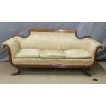 Regency mahogany framed sofa, W210 x D80 x H87cm