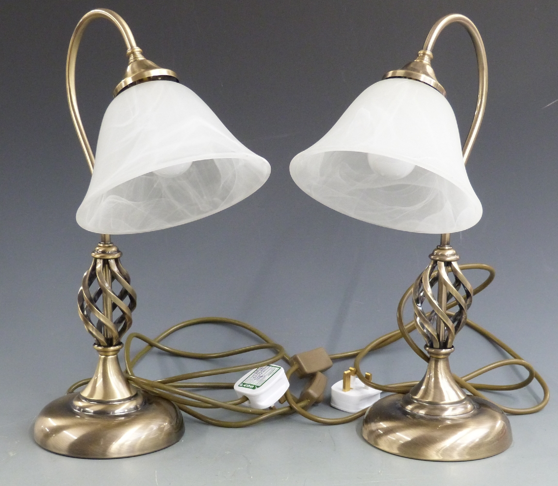 Pair of brass table lamps