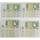 Thirteen consecutive 'J B Page' last issue UK £1 banknotes, together with 11 further examples, which