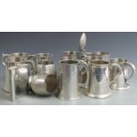 Three trays of pewter/plated tankards and trophies including Henley, Marlow and UK wide regattas