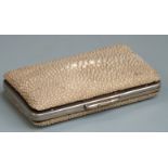 Shagreen covered cigar case with silk interior containing six cigars, some marked Coranto De Luxe,