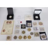 Fifty various commemorative coins, mostly "crown sized" gold or silver plated etc, with  a