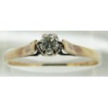 A 9ct gold ring set with a diamond of approximately 0.15ct, 1g, size P