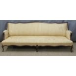 19thC upholstered wooden framed sofa, length 212cm