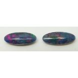 Two black opal triplets and a oval opal cabochon