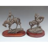 Pair of Heredities bronzed figures on horseback, one Lady Godiva the other St. Crispin's Day, height
