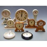 Seven various Newgate quartz mantel clocks and two larger pocket watch style examples