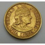 1917 gold Peruvian one Lima coin