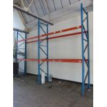 Two bays of heavy duty pallet racking comprising three 360x90cm uprights and eight 280cm cross