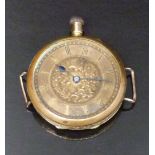 J W Benson 18ct gold cased keyless winding open faced pocket watch with blued hands, black Roman