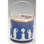 Wedgwood and silver plated biscuit barrel, height including handle 23cm