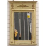 Shabby chic mirror with bevelled glass, 111 x 66cm overall