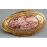 18th century gilt metal mounted conus textile shell snuff box with floral and swag decoration,