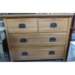 19th or early 20th century satinwood chest of drawers, W122 x D50 x H98cm