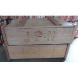 Industrial/haberdashery/shopfitting two twin rope handled packing crate style coffee tables with