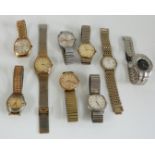 Nine various gentleman's wristwatches including Roamer, Lucerne, Timex, Sekonda, Seiko, Montine etc.