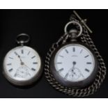 Two open faced pocket watches, one A Martin of Swansea hallmarked silver with inset subsidiary