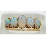 Victorian ring set with five oval opal cabochons, 3.4g, size S