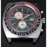 Sicura (Breitling) gentleman's chronograph wristwatch with date aperture, silver subsidiary dials,