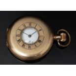 Waltham gold plated keyless winding half hunter pocket watch with inset subsidiary seconds dial,