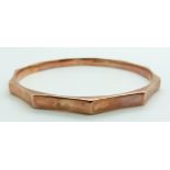 Art Deco 9ct rose gold flapper bangle, Birmingham 1925, 8.3g, 7cm diameter