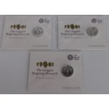 Three Royal Mint Longest Reigning Monarch 2015 UK £20 fine silver coins