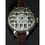 Swiss gentleman's military trench style wristwatch with luminous cathedral hands and markers, two-