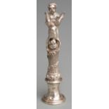 Early to mid 20th century hallmarked silver seal, the handle formed as two cherubs at play, with