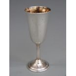 White metal miniature goblet or champagne flute, marked international sterling to base, height