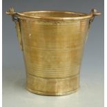 18th/19thC brass ice bucket modelled as a riveted pail, height 20cm