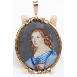 Victorian locket set with a portrait miniature, 5.5cm long