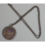 Royal Motor Yacht Club 1938 hallmarked silver medallion set with an enamel flag