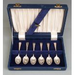 Cased set of six Victorian hallmarked silver teaspoons, London 1870 maker Josiah Williams & Co,