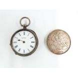 H. Samuel white metal pocket watch marked 935 and a Victorian 1889 crown