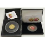 Heirloom Coins Queen Elizabeth II 90th birthday silver proof gold plated piedfort, together with a