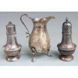 Edward VII hallmarked silver salt and pepper, Birmingham 1908 maker G Loveridge & Co, height 10cm