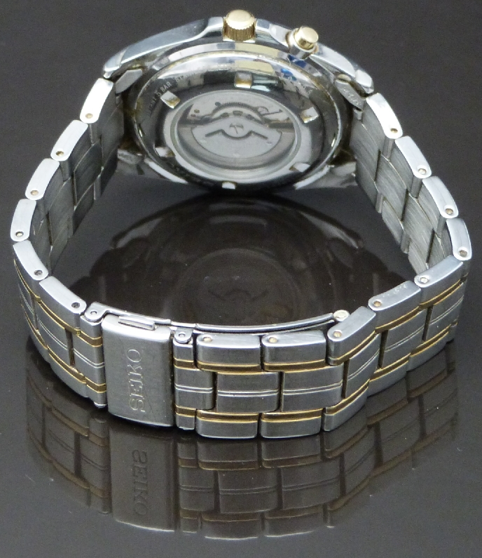 Seiko Kinetic gentleman's automatic wristwatch ref. 5M63-0AH0 with day and date aperture, luminous - Image 3 of 3