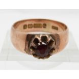 Edwardian 9ct rose gold ring set with a ruby, Birmingham 1905, 5.3g, size R
