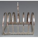 George V hallmarked silver seven bar toast rack, Birmingham 1938 maker Gorham Manufacturing Co,